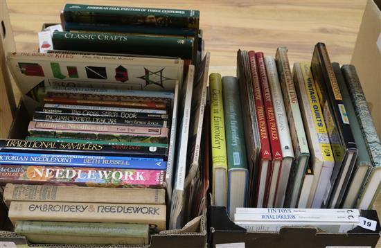 A quantity of books on embroidery, needlework, etc.